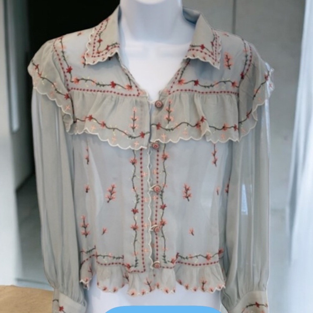Zara Limited Edition
Embroidered Vintage Floral
Cottage Prairie Romantic Top